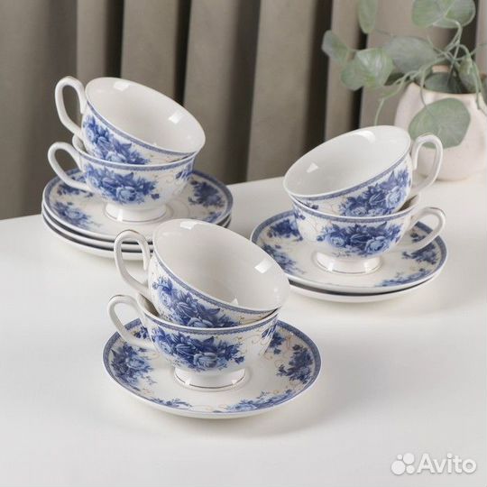 Сервиз чайный фарфоровый Доляна «Аззурро», 12 пред