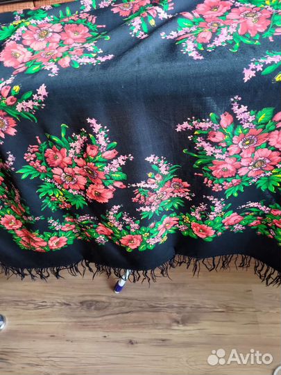 Павловопосадский платок СССР шерстяной с кистями