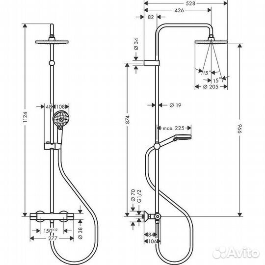 Душевая стойка Hansgrohe Vernis 26276670 черный