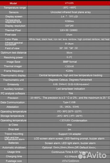 Новый тепловизор UNI-T UTi120S