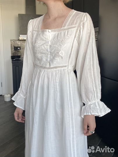 Платье белое винтажное макси длинное в пол летнее