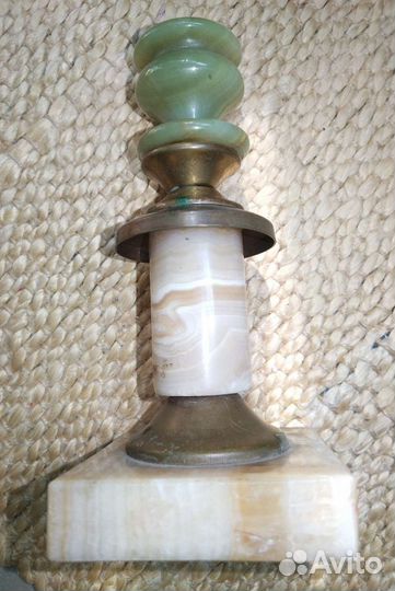 Подсвечник из оникса ретро, высота 19 см