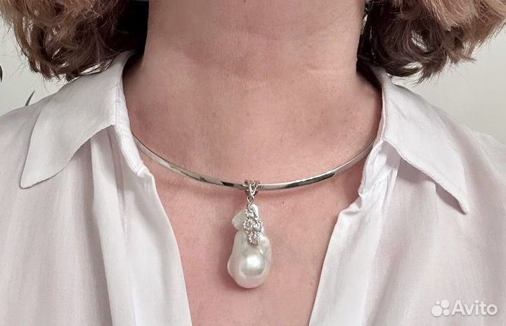Чокер Жемчуг Касуми барокко крупный кулон подвеска