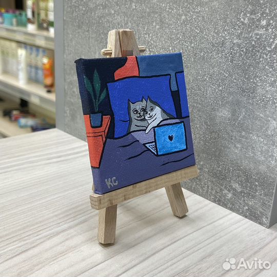 Картина акрилом на маленьком холсте