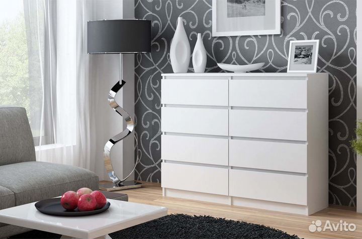 Комод (1,2м) Белый (Графит) 1200.8