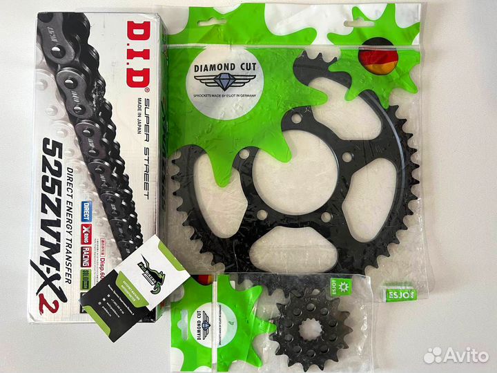 Цепь и звезды на Kawasaki ZX-6R 1998-2002