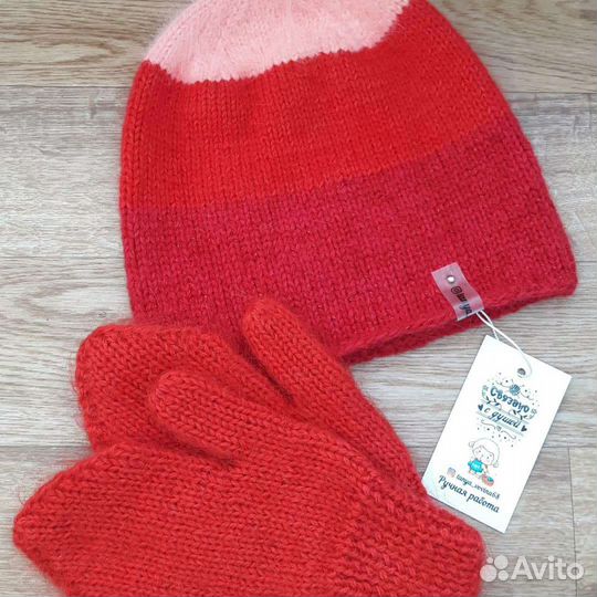 Комплект шапка и варежки