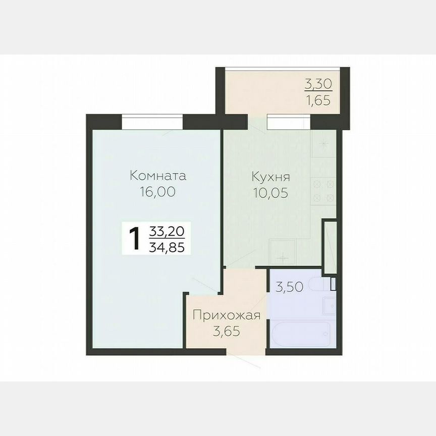 1-к. квартира, 34,9 м², 9/15 эт.