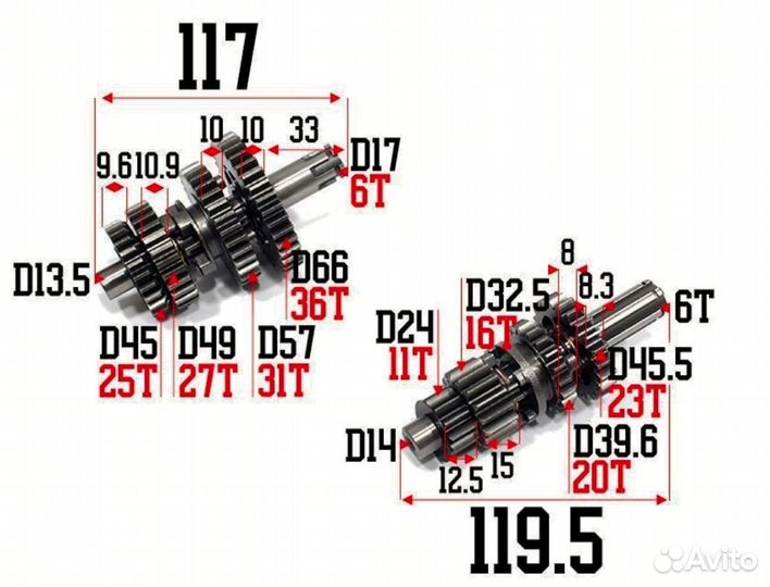 Кпп 117/119,5 под сепаратор питбайк дедьта альфа