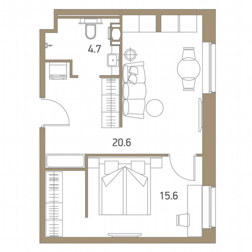 2-к. квартира, 40,9 м², 6/10 эт.