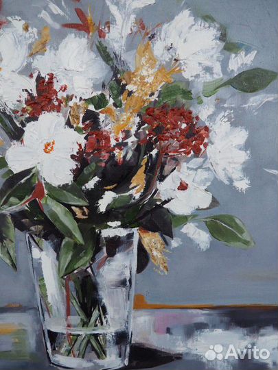 Картина маслом. Цветы. холст 50*50