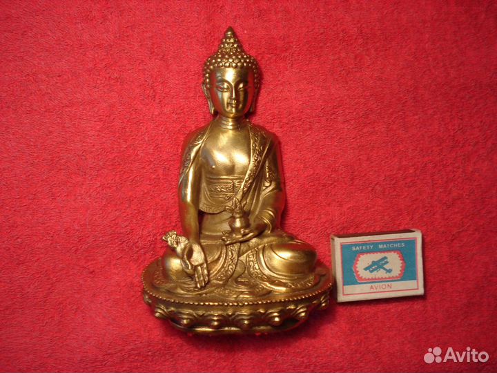 Бюст Будда Медицина Сосуд Ву Лу Тибет Бронза 15 см