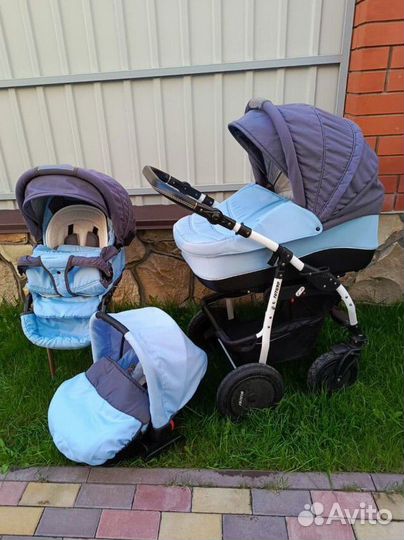 Коляска 3 в 1 автолюлька крепится на шасси