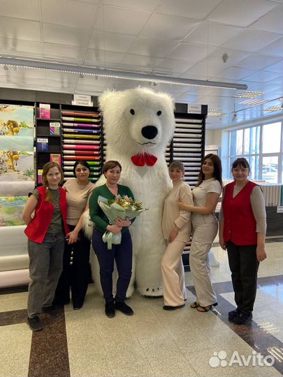 Ростовая кукла, белый мишка, поздравление