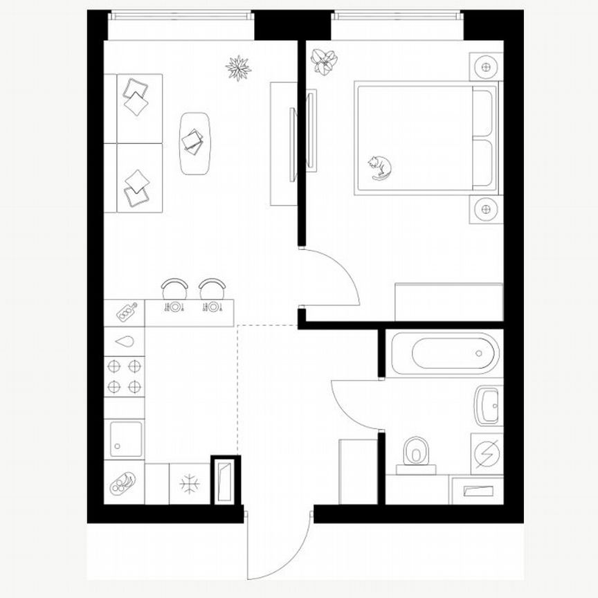 1-к. квартира, 36 м², 31/62 эт.