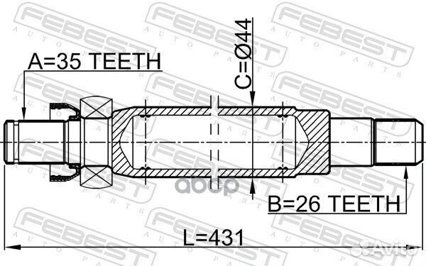 Полуось ford mondeo 00-07 прав. 2112-gemt Febest