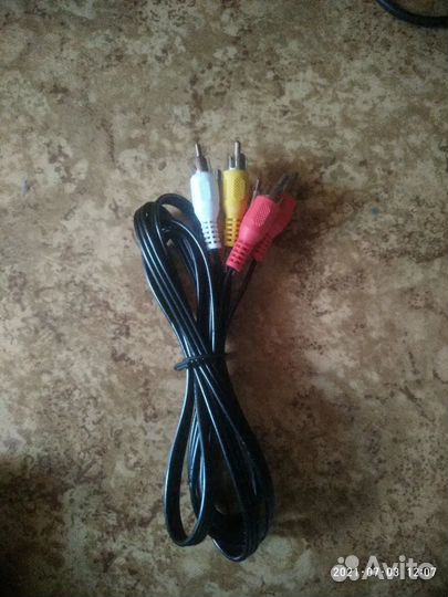Кабель RCA x3-RCA x3 (тюльпаны) черный, новый 1 м
