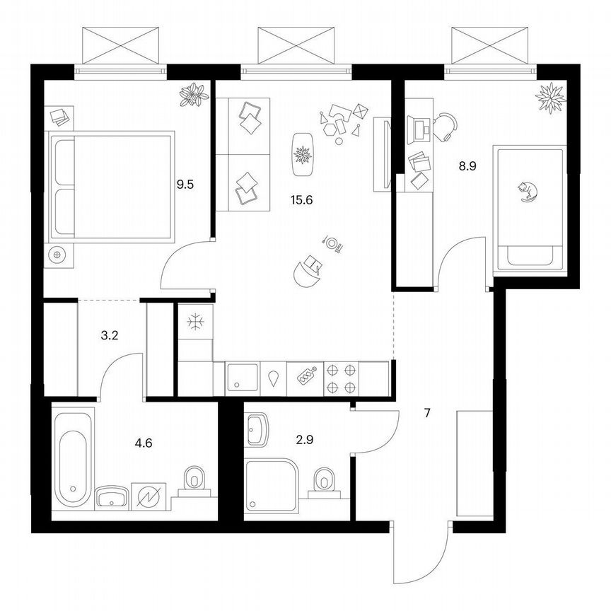 2-к. квартира, 51,7 м², 14/25 эт.