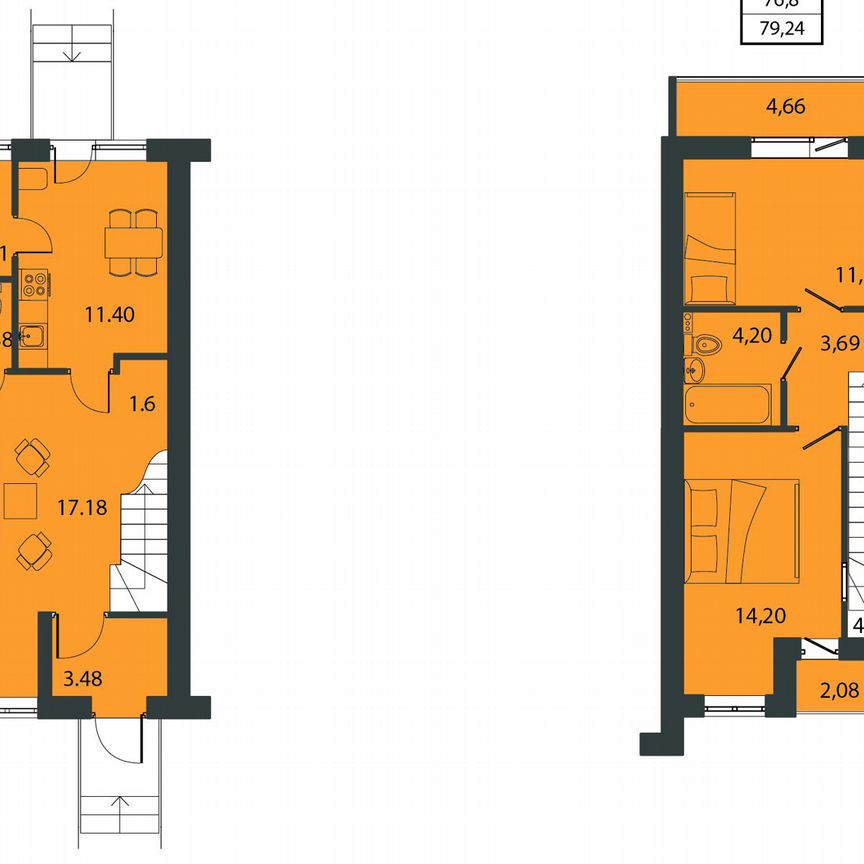 2-к. квартира, 79 м², 2/2 эт.