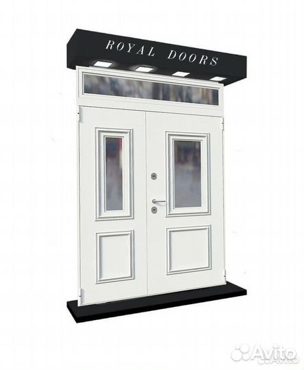 Металлическая парадная дверь с верхней фрамугой