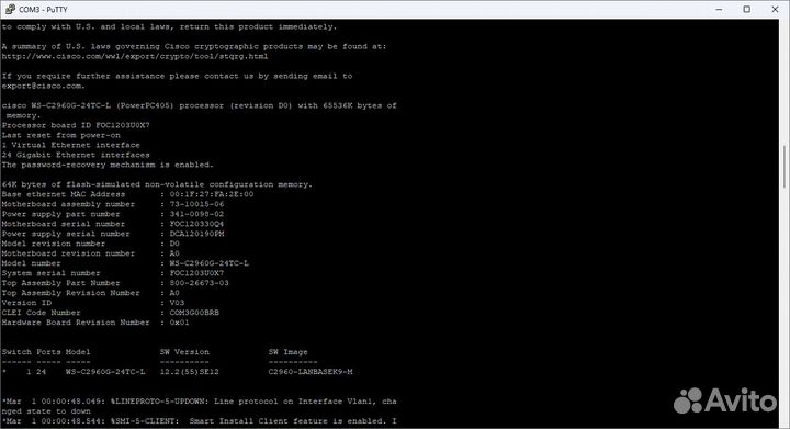 Коммутатор Cisco Catalyst 2960G-24TC-L