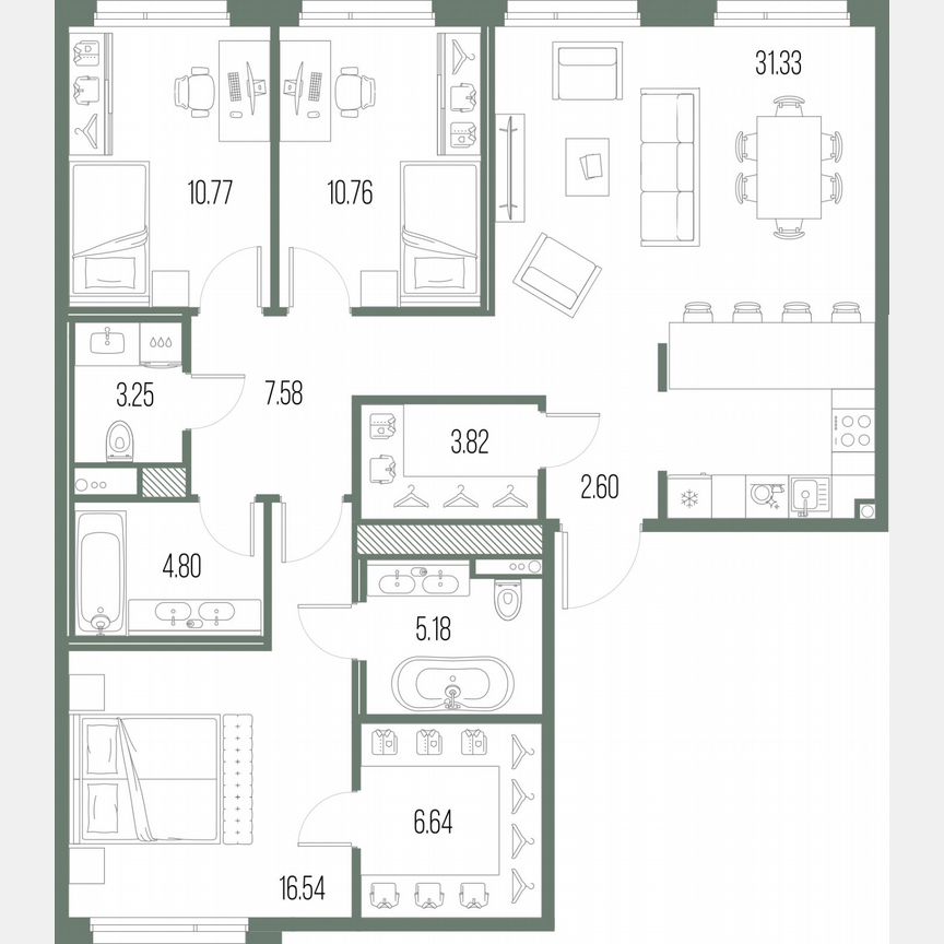 3-к. квартира, 103,3 м², 4/10 эт.