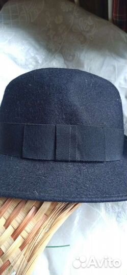 Шляпа фетровая женская чёрная, темно-синяя винтаж
