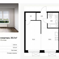 1-к. квартира, 32,2 м², 8/21 эт.