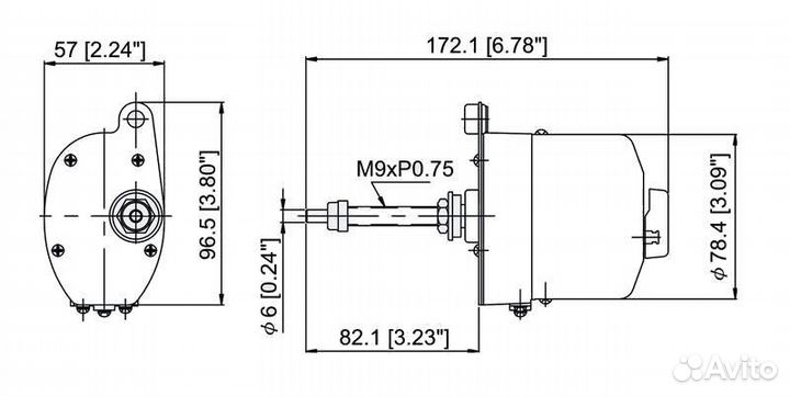 Электропривод стеклоочистителя 12 В с щеткой 355 м