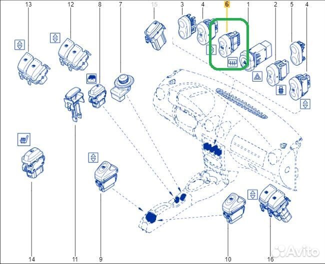 Кнопка обогрева стекла Renault Logan