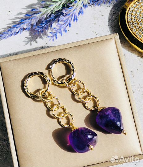 Серьги с аметистом