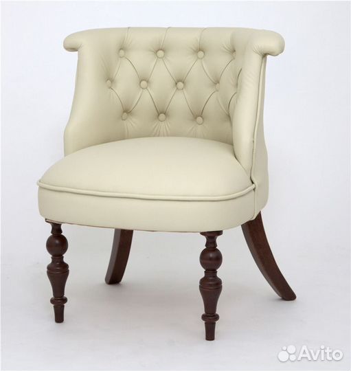 Кресло Бархат темный тон кожзам 4 кремовый