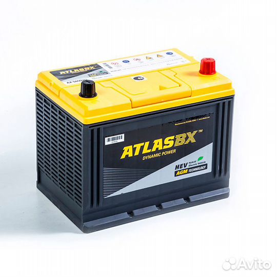 Аккумулятор atlas 75Ah обратная полярность, AGM