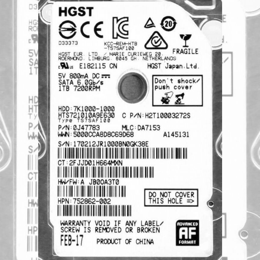 [HTS721010A9E630] Жесткий Диск Hitachi 1tb Sata3 Hts721010a9e630