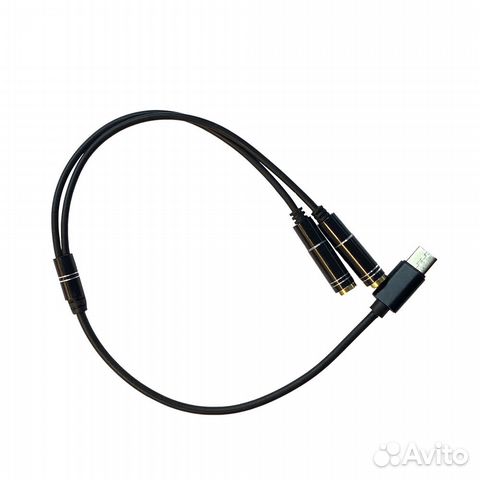 Адаптер Type-C - 2 х Jack 3,5 мм черный