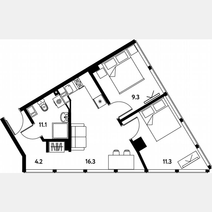 2-к. апартаменты, 45,2 м², 4/10 эт.