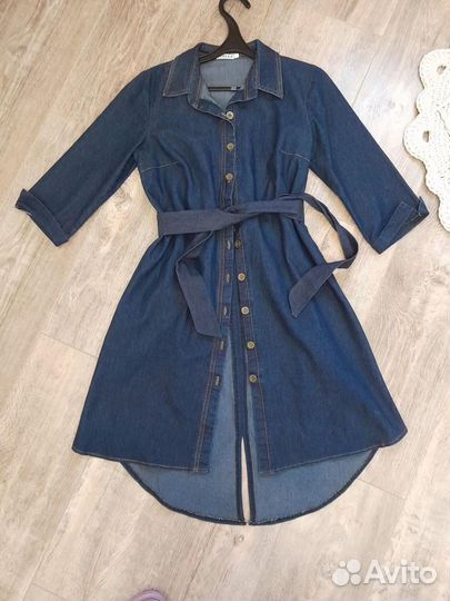 Платье-халат джинсовое 44