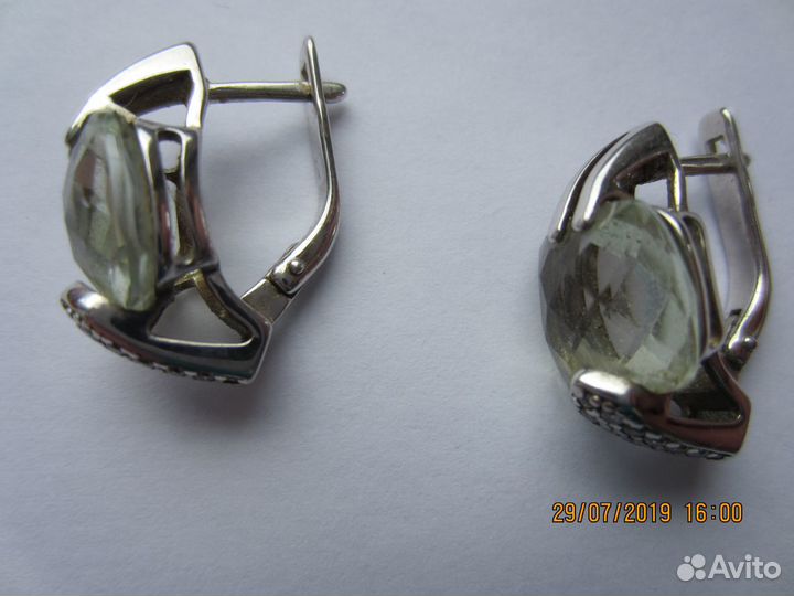Серьги серебряные с кварцем