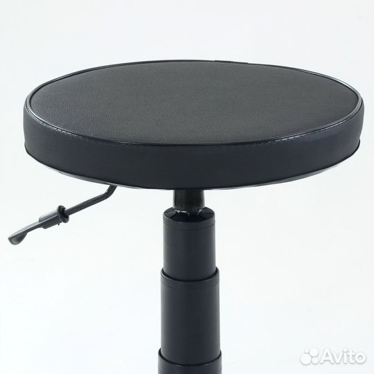 Табурет газлифт Н без спинки, черный пластик, кожа