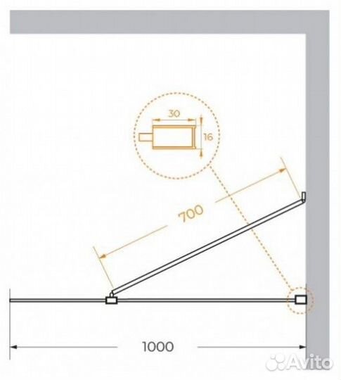 Душевая перегородка Cezares liberta-L-1-TB-100-C-n