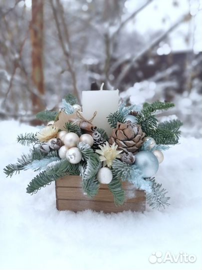 Новогодняя композиция со свечой