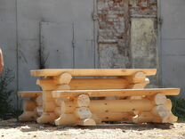 Сруб стола с лавками из бревна для Бани