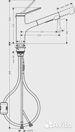 Смеситель для кухни hansgrohe 74800670 Черный