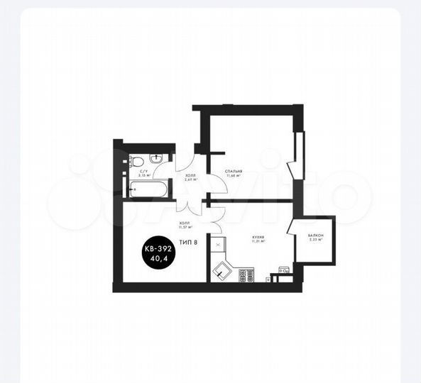 2-к. квартира, 42 м², 5/7 эт.