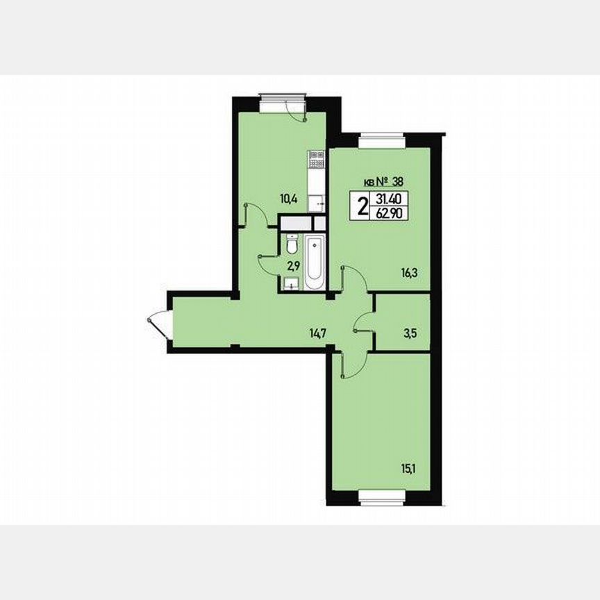 2-к. квартира, 63 м², 1/3 эт.