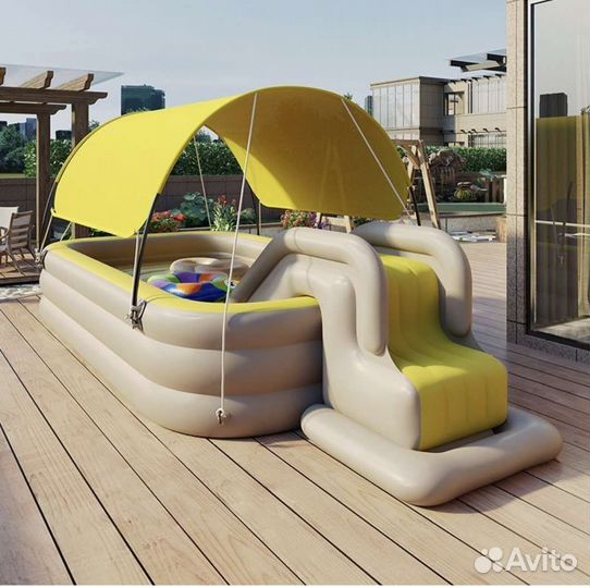 Надувной бассейн с горкой