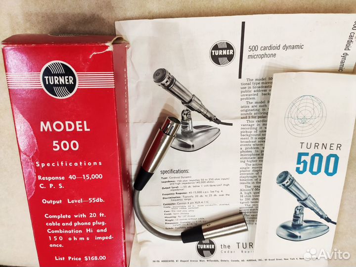 Винтажный микрофон Turner 500 1960-х (Made in USA)