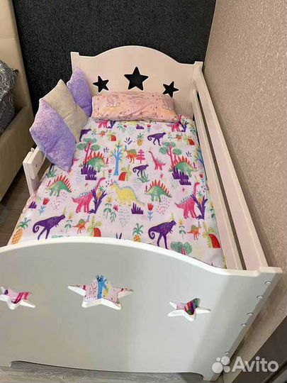 Кроватка высокий борт сингл из массива от 2х лет