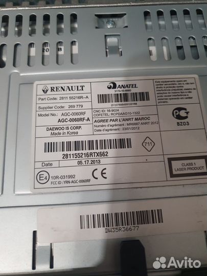 Штатная магнитола renault duster бу