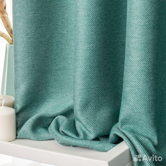 Шторы рогожка орфей бирюза новые на окна пошив